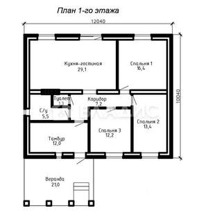 Дом 103м², 1-этажный, участок 9 сот.