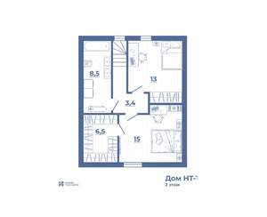 Коттедж 100м², 2-этажный, участок 8 сот.