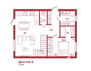 Дом 110м², 2-этажный, участок 6 сот.  
