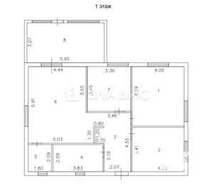 Дом 101м², 1-этажный, участок 6 сот.  
