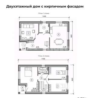 Дом 116м², 2-этажный, участок 6 сот.  