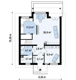 Коттедж 127м², 2-этажный, участок 10 сот.  