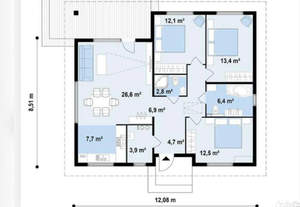 Дом 100м², 1-этажный, участок 5 сот.  