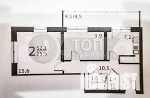 2-к квартира, на длительный срок, 52м2, 13/22 этаж