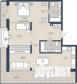2-к квартира, вторичка, 92м2, 11/23 этаж