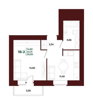 1-к квартира, вторичка, 36м2, 17/17 этаж