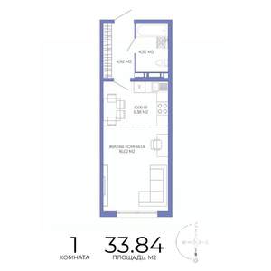 1-к квартира, вторичка, 34м2, 16/17 этаж