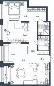 2-к квартира, вторичка, 84м2, 16/24 этаж