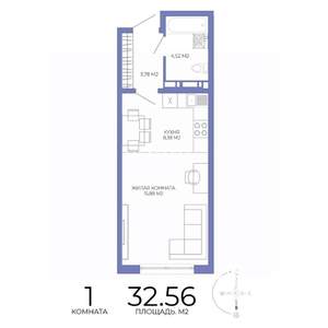 1-к квартира, строящийся дом, 33м2, 3/17 этаж