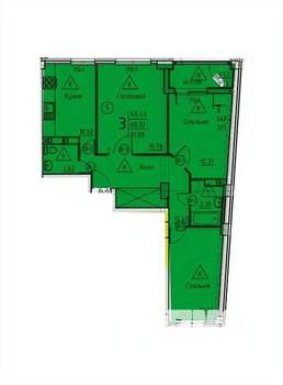 3-к квартира, строящийся дом, 71м2, 2/18 этаж