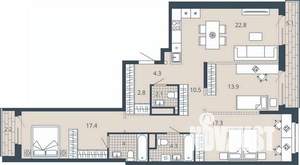 3-к квартира, вторичка, 106м2, 17/23 этаж