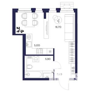 1-к квартира, вторичка, 31м2, 2/16 этаж