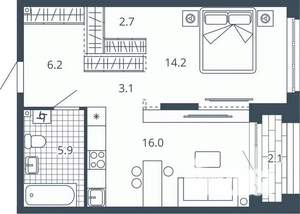 1-к квартира, вторичка, 50м2, 11/24 этаж