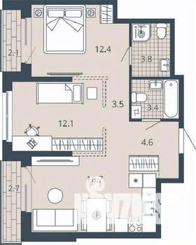 2-к квартира, вторичка, 61м2, 7/23 этаж