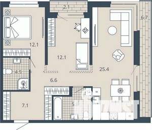 2-к квартира, вторичка, 82м2, 4/23 этаж