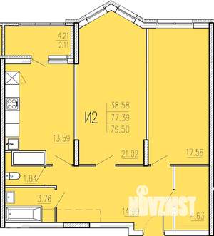 2-к квартира, вторичка, 80м2, 2/18 этаж