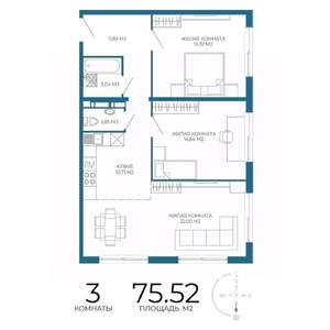 3-к квартира, строящийся дом, 76м2, 5/17 этаж