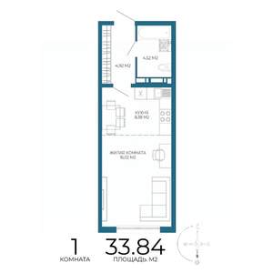 1-к квартира, вторичка, 34м2, 9/17 этаж