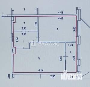 2-к квартира, вторичка, 47м2, 2/16 этаж