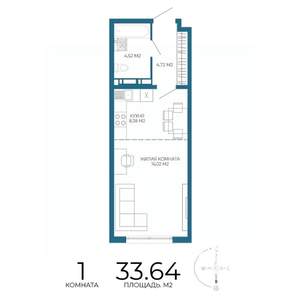 1-к квартира, строящийся дом, 34м2, 10/17 этаж