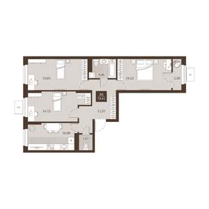 3-к квартира, вторичка, 74м2, 4/22 этаж