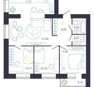 3-к квартира, вторичка, 80м2, 4/16 этаж