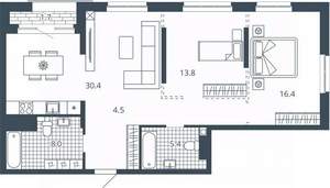 2-к квартира, вторичка, 83м2, 16/24 этаж