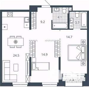 2-к квартира, вторичка, 73м2, 18/23 этаж