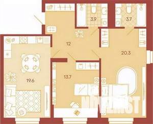3-к квартира, вторичка, 73м2, 4/17 этаж