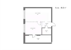 1-к квартира, вторичка, 61м2, 2/21 этаж