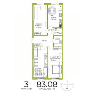 3-к квартира, строящийся дом, 83м2, 10/18 этаж