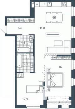 2-к квартира, вторичка, 77м2, 13/23 этаж