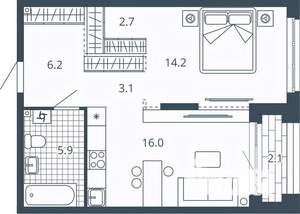 1-к квартира, вторичка, 50м2, 8/24 этаж