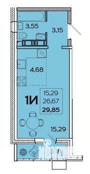 Студия квартира, сданный дом, 30м2, 8/16 этаж