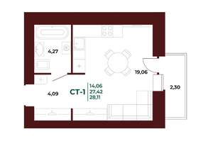 Студия квартира, вторичка, 28м2, 10/17 этаж