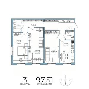 3-к квартира, вторичка, 98м2, 11/18 этаж
