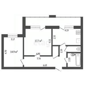 2-к квартира, вторичка, 63м2, 3/9 этаж