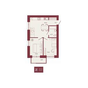 3-к квартира, вторичка, 51м2, 4/17 этаж