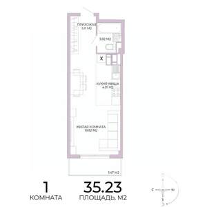 1-к квартира, вторичка, 35м2, 17/17 этаж