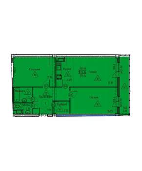 3-к квартира, строящийся дом, 79м2, 13/18 этаж