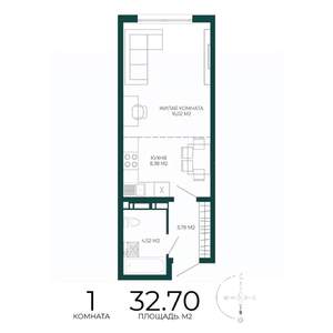 1-к квартира, вторичка, 33м2, 11/17 этаж