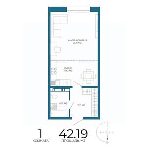 1-к квартира, вторичка, 42м2, 2/17 этаж