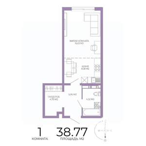 1-к квартира, строящийся дом, 39м2, 7/17 этаж
