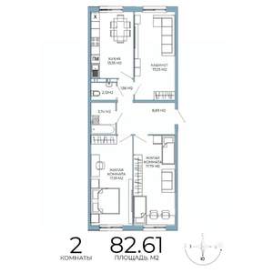 2-к квартира, строящийся дом, 83м2, 4/18 этаж