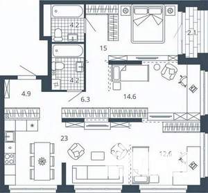 3-к квартира, вторичка, 87м2, 6/24 этаж