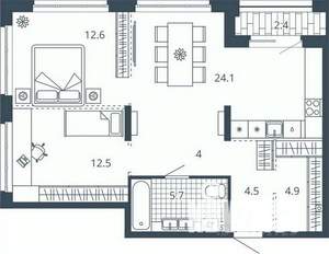 2-к квартира, вторичка, 71м2, 9/24 этаж