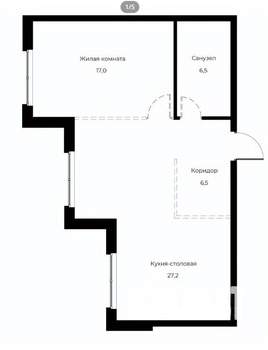 1-к квартира, вторичка, 57м2, 4/23 этаж