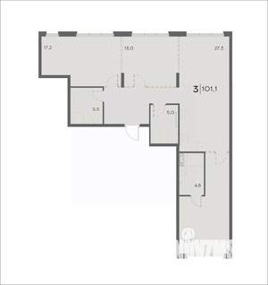 3-к квартира, вторичка, 101м2, 17/21 этаж