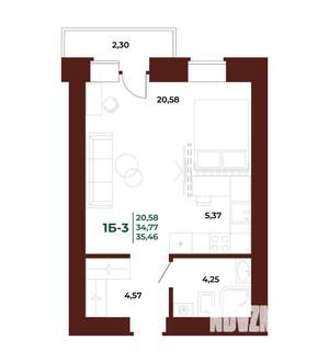 1-к квартира, вторичка, 35м2, 4/17 этаж