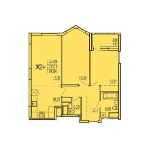 2-к квартира, вторичка, 79м2, 1/17 этаж